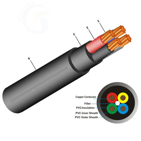 PVC Round Submersible Pump Cable Wire IEC VDE 3Core 4Core 1 5 95mm2